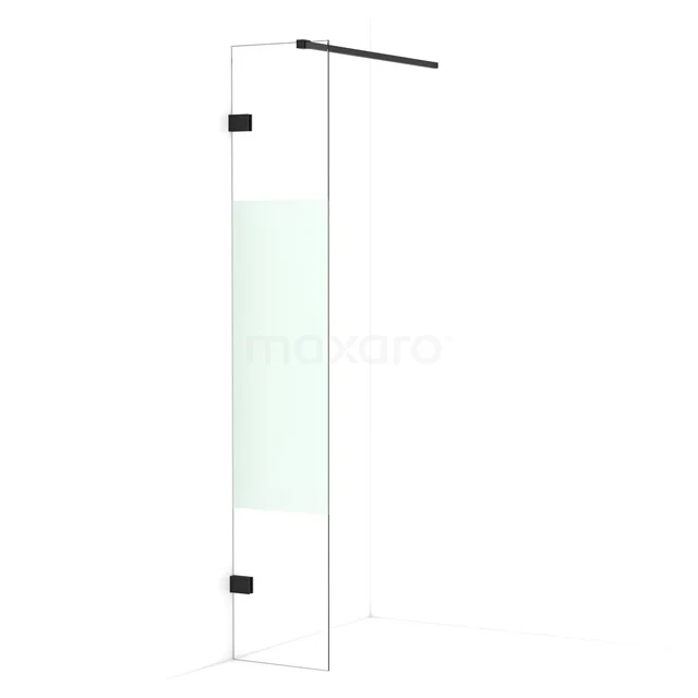 Diamond Walk-in shower | 30 cm Matte black Clear with matt strip Fixed wall IDA03123MB