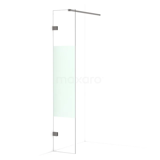 Diamond Walk-in shower | 30 cm Black metal Clear with matt strip Fixed wall IDA03123ZM