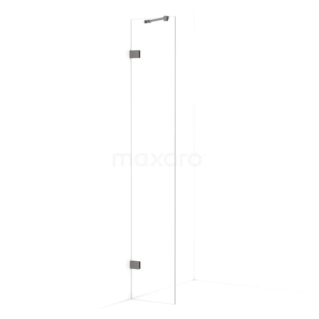 Diamond Walk-in shower | 30 cm Black metal Clear glass Fixed wall IDA03220ZM