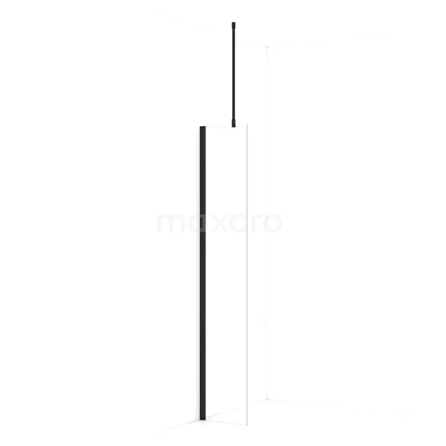 Diamond Walk-in shower | 30 cm Matte black Clear glass Fixed wall IDA03710MB