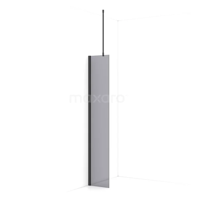 Diamond Walk-in shower | 30 cm Black chrome Smoke glass Fixed wall IDA03711BCN