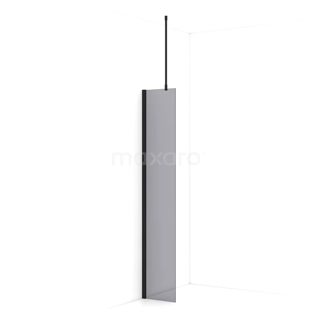 Diamond Walk-in shower | 30 cm Matte black Smoke glass Fixed wall IDA03711MB