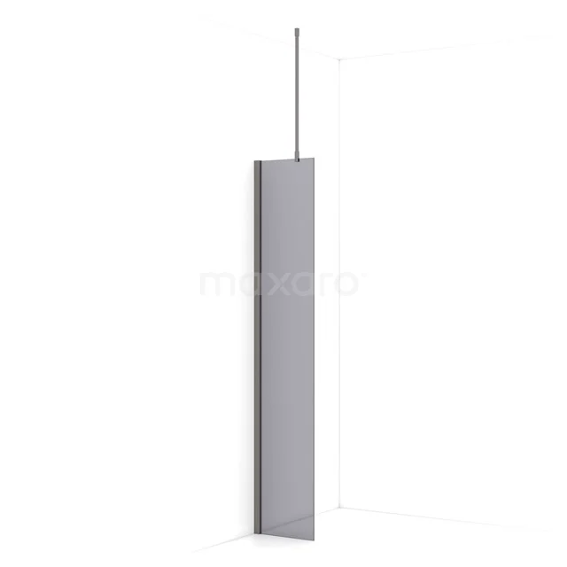 Diamond Walk-in shower | 30 cm Black metal Smoke glass Fixed wall IDA03711ZMN