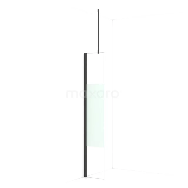 Diamond Walk-in shower | 30 cm Black chrome Clear with matt strip Fixed wall IDA03713BCN