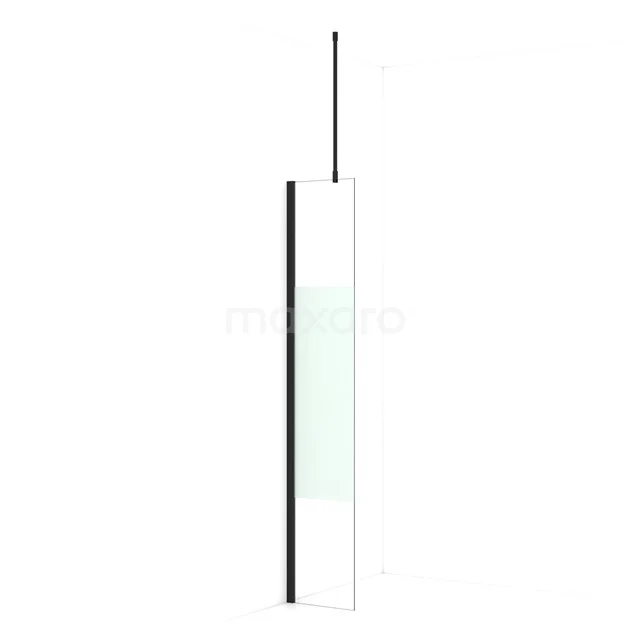 Diamond Walk-in shower | 30 cm Matte black Clear with matt strip Fixed wall IDA03713MB
