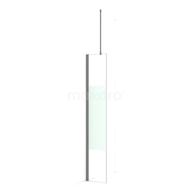 Diamond Walk-in shower | 30 cm Black metal Clear with matt strip Fixed wall IDA03713ZMN