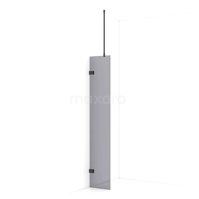 Diamond Walk-in shower | 30 cm Black chrome Smoke glass Fixed wall IDA03721BC