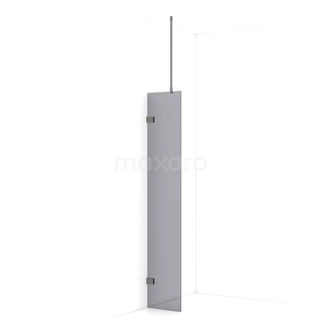 Diamond Walk-in shower | 30 cm Black metal Smoke glass Fixed wall IDA03721ZM