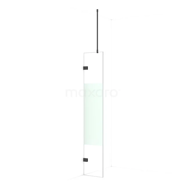 Diamond Walk-in shower | 30 cm Black chrome Clear with matt strip Fixed wall IDA03723BC