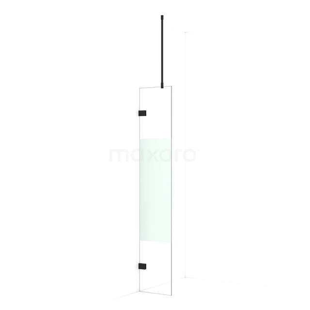 Diamond Walk-in shower | 30 cm Matte black Clear with matt strip Fixed wall IDA03723MB