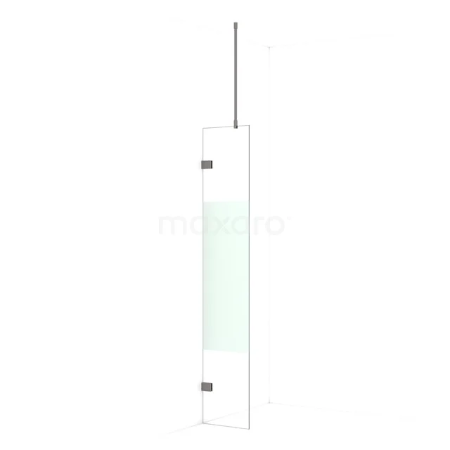 Diamond Walk-in shower | 30 cm Black metal Clear with matt strip Fixed wall IDA03723ZM
