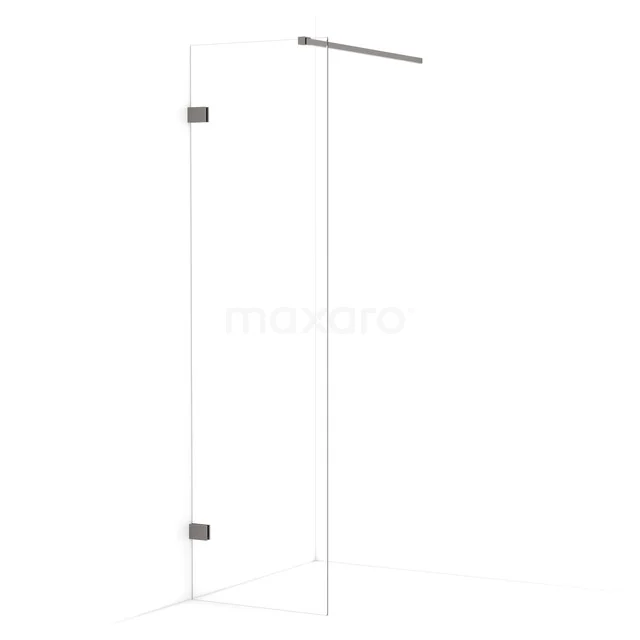 Diamond begehbare Dusche | 60 cm Schwarzes Metall  Feste Wand IDA06120ZM