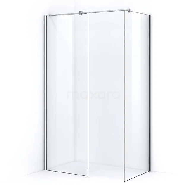 Pearl begehbare Dusche | 80x60 cm 2 feste Wände IPB0608400C Glasene Duschwand in klarem Transparent, eckförmiges Design mit Aluminiumprofilen, ideal für moderne Bäder.