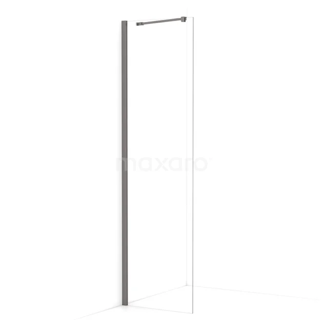 Diamond Walk-in shower | 50 cm Black metal Clear glass Fixed wall IDA05210ZMN