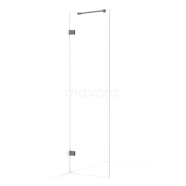 Diamond Walk-in shower | 50 cm Black metal Clear glass Fixed wall IDA05220ZM