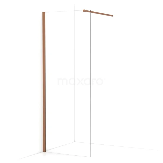 Diamond Walk-in shower | 80 cm Copper Clear glass Fixed wall IDA08110KP