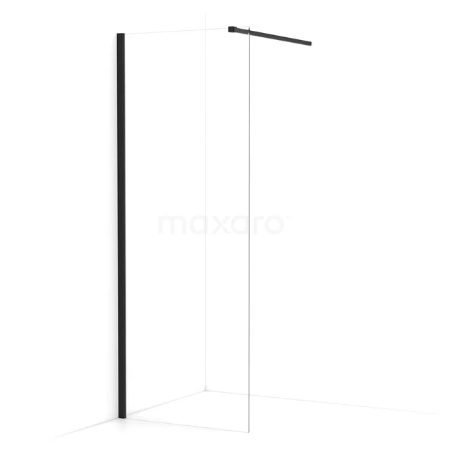 Diamond Walk-in shower | 80 cm Matte black Clear glass Fixed wall IDA08110MB