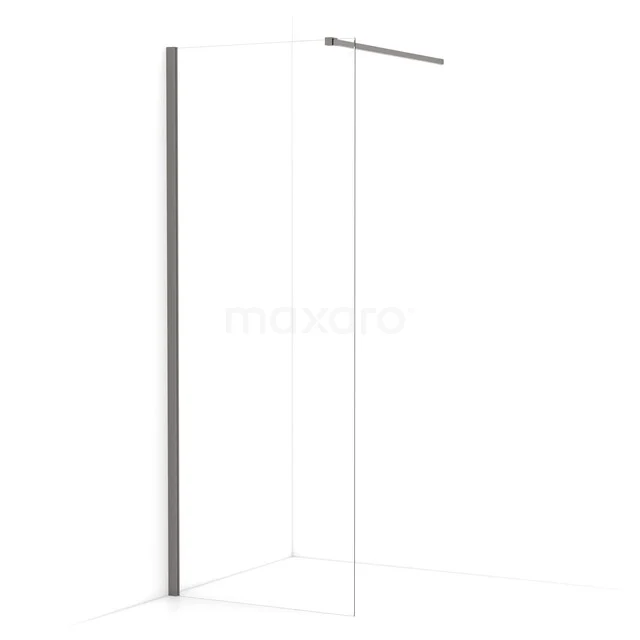 Diamond begehbare Dusche | 70 cm Schwarzes Metall  Feste Wand IDA07110ZMN