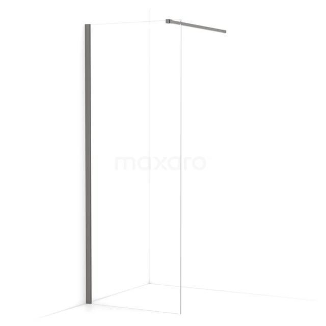Diamond Walk-in shower | 80 cm Black metal Clear glass Fixed wall IDA08110ZMN