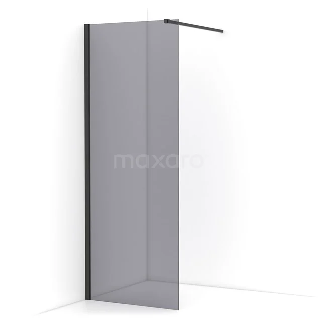 Diamond Walk-in shower | 80 cm Black chrome Smoke glass Fixed wall IDA08111BCN