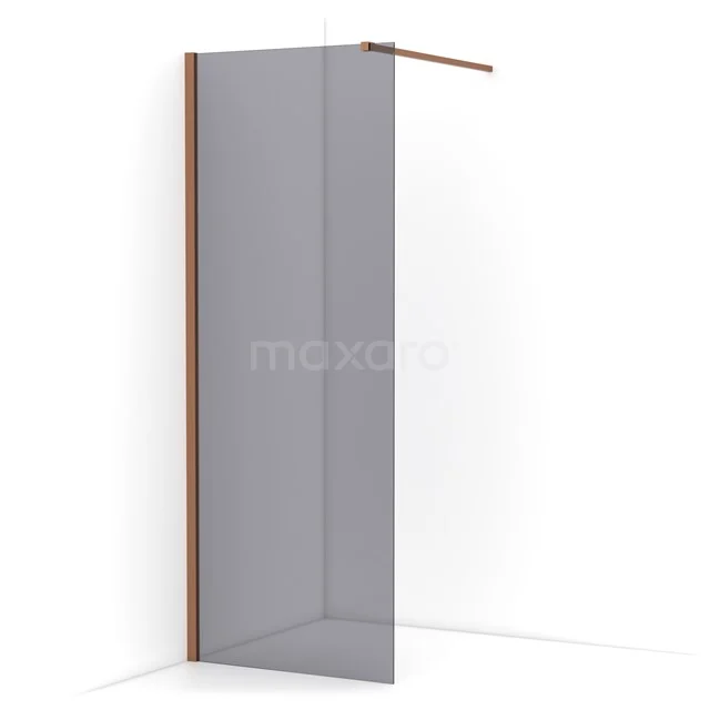 Diamond Walk-in shower | 80 cm Copper Smoke glass Fixed wall IDA08111KP