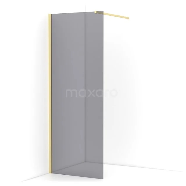 Diamond Walk-in shower | 80 cm Light gold Smoke glass Fixed wall IDA08111LG