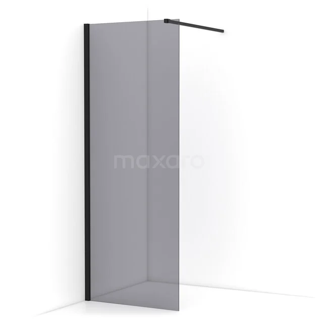 Begehbare Dusche Diamant 80cm Rauchglas Sicherheitsglas Matt Schwarz IDA08111MB