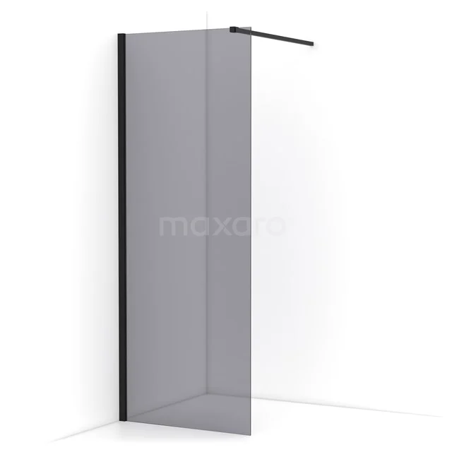 Diamond Walk-in shower | 80 cm Matte black Smoke glass Fixed wall IDA08111MB