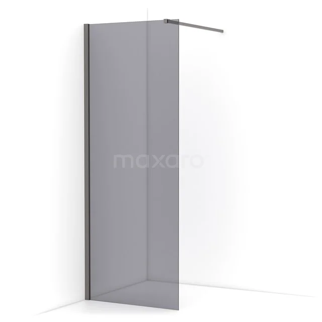 Diamond Walk-in shower | 80 cm Black metal Smoke glass Fixed wall IDA08111ZMN