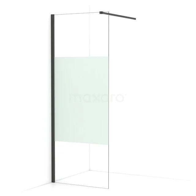 Diamond begehbare Dusche | 80 cm Schwarzchrom  Feste Wand IDA08113BCN
