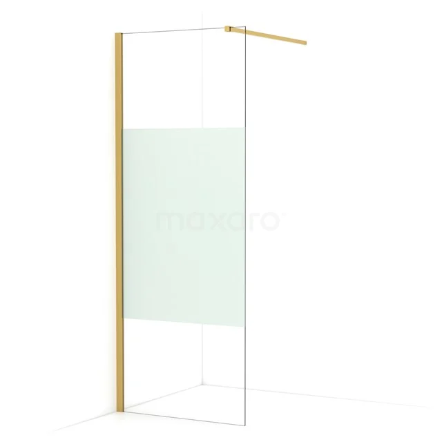 Diamond Walk-in shower | 80 cm Gold Clear with matt strip Fixed wall IDA08113GGN