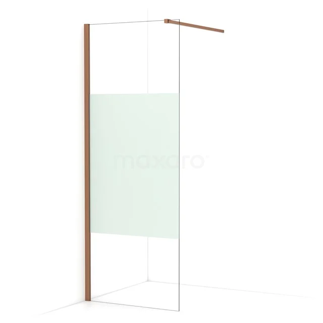 Diamond Walk-in shower | 80 cm Copper Clear with matt strip Fixed wall IDA08113KP