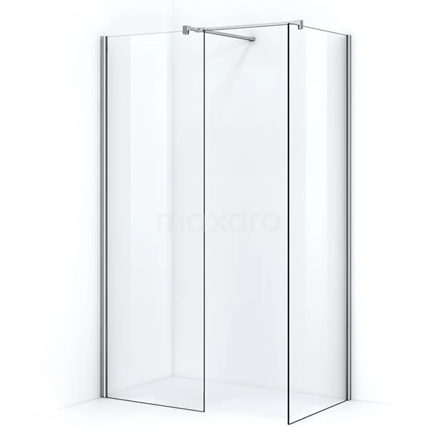 Pearl Walk-in shower | 50x50 cm Clear glass 2 fixed walls IPB0505500C Shower enclosure with corner entry, aluminium profiles and minimalist design, ideal for a modern bathroom.