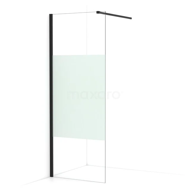 Diamond begehbare Dusche | 80 cm Matt Schwarz  Feste Wand IDA08113MB