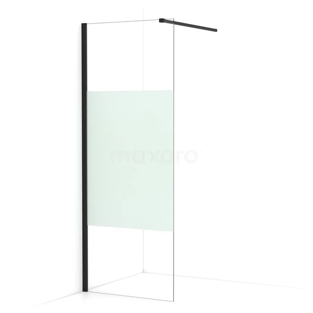 Diamond Walk-in shower | 80 cm Matte black Clear with matt strip Fixed wall IDA08113MB
