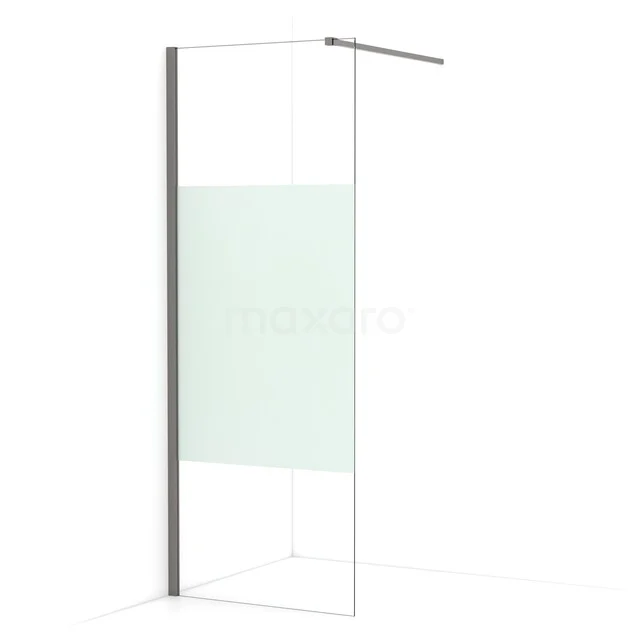 Diamond begehbare Dusche | 80 cm Schwarzes Metall  Feste Wand IDA08113ZMN