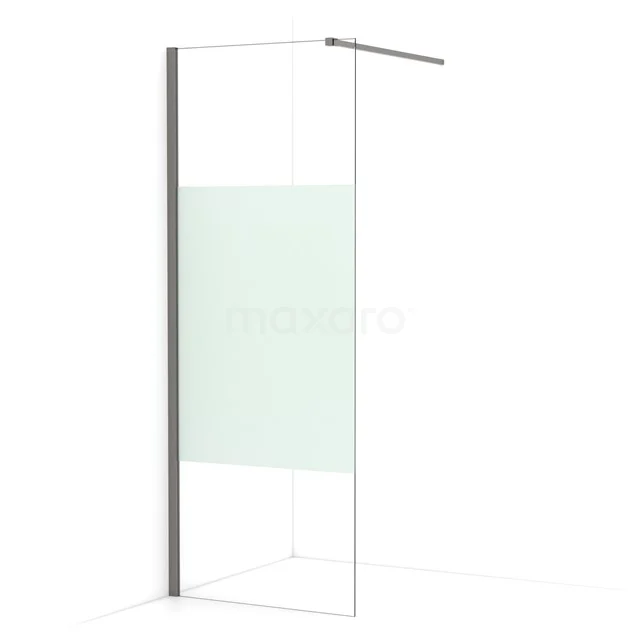 Diamond Walk-in shower | 80 cm Black metal Clear with matt strip Fixed wall IDA08113ZMN