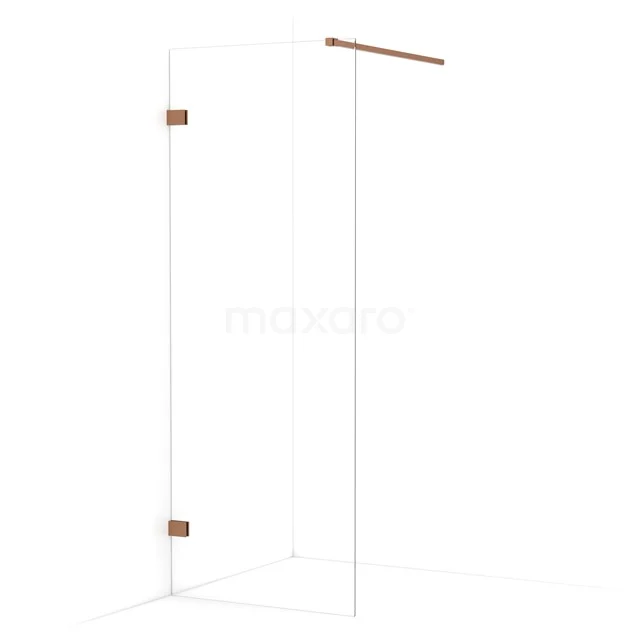 Diamond Walk-in shower | 80 cm Copper Clear glass Fixed wall IDA08120KP