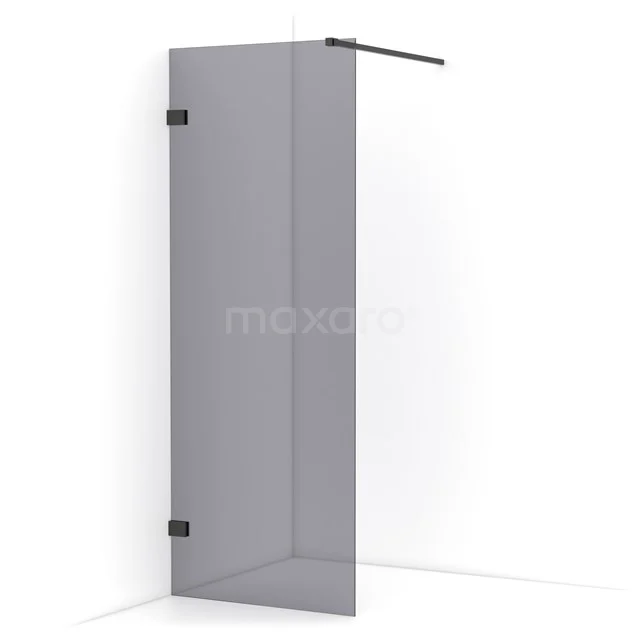 Diamond Walk-in shower | 80 cm Black chrome Smoke glass Fixed wall IDA08121BC