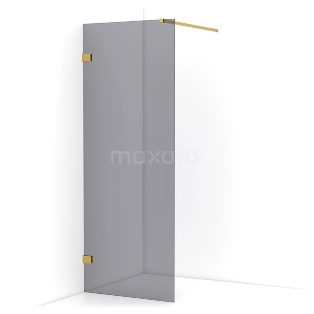 Diamond Walk-in shower | 80 cm Gold Smoke glass Fixed wall IDA08121GG
