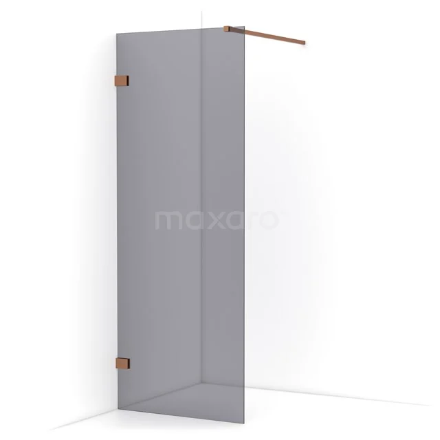 Diamond Walk-in shower | 80 cm Copper Smoke glass Fixed wall IDA08121KP