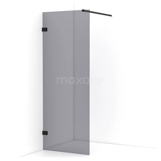 Diamond Walk-in shower | 80 cm Matte black Smoke glass Fixed wall IDA08121MB