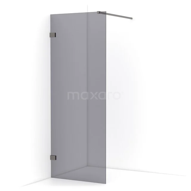 Diamond begehbare Dusche | 80 cm Schwarzes Metall  Feste Wand IDA08121ZM