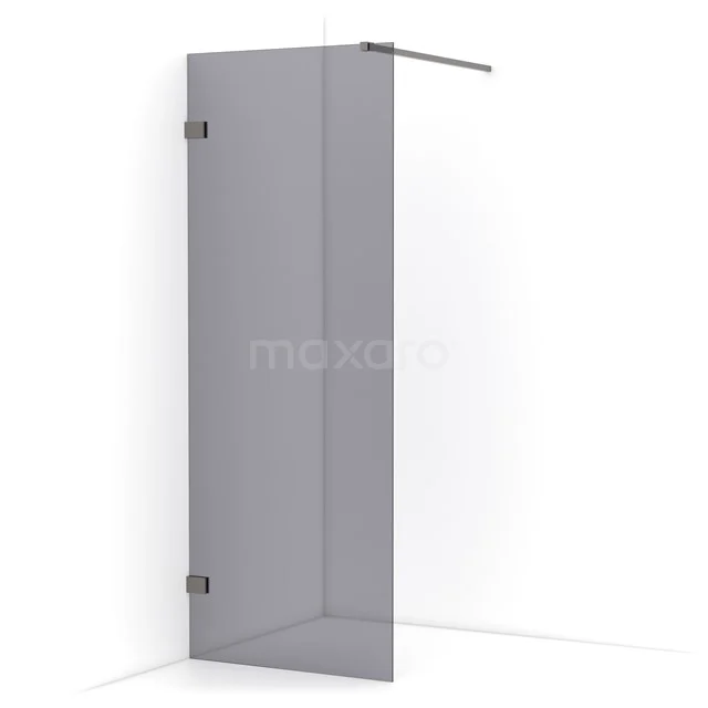 Diamond Walk-in shower | 80 cm Black metal Smoke glass Fixed wall IDA08121ZM