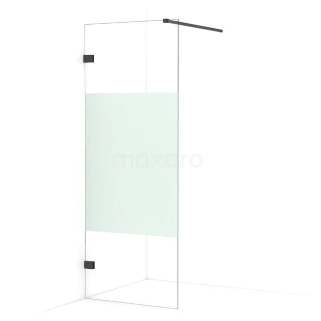 Diamond begehbare Dusche | 80 cm Schwarzchrom  Feste Wand IDA08123BC