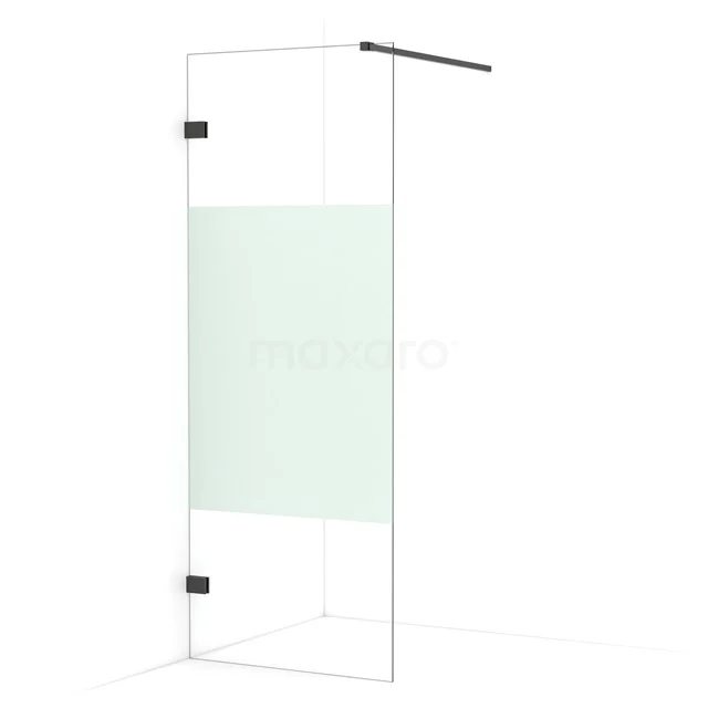 Diamond Walk-in shower | 80 cm Black chrome Clear with matt strip Fixed wall IDA08123BC