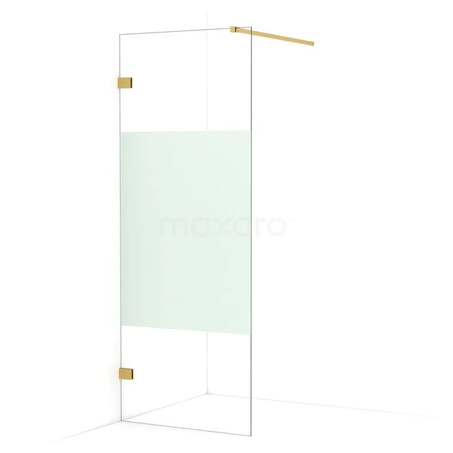 Begehbare Dusche Diamond 80cm aus klarem Sicherheitsglas mit mattem Streifen Gold IDA08123GG