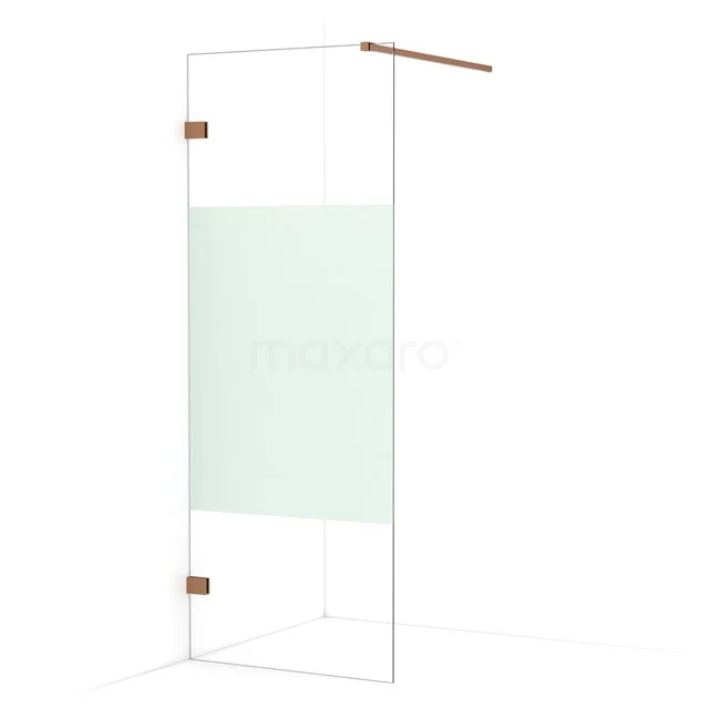 Diamond Walk-in shower | 80 cm Copper Clear with matt strip Fixed wall IDA08123KP