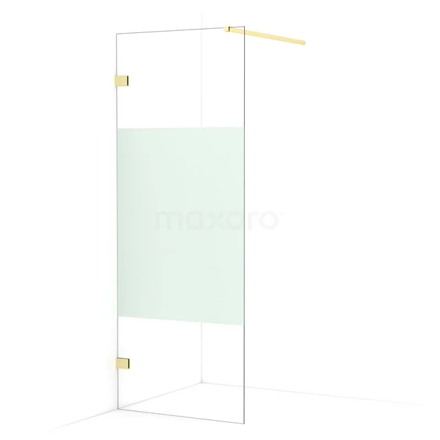 Diamond Walk-in shower | 80 cm Light gold Clear with matt strip Fixed wall IDA08123LG