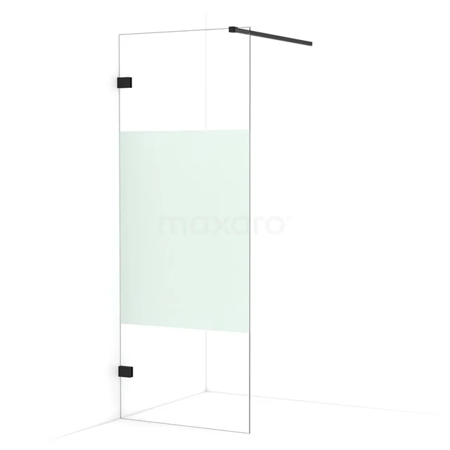 Diamond Walk-in shower | 80 cm Matte black Clear with matt strip Fixed wall IDA08123MB